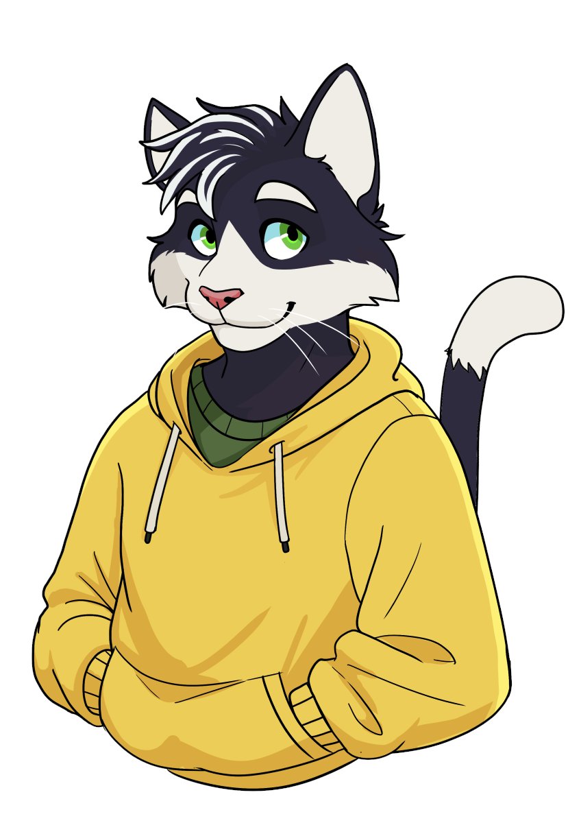 1boy, animal_ears, cat_boy, cat_ears, cat_tail, closed_mouth, english_commentary, furry