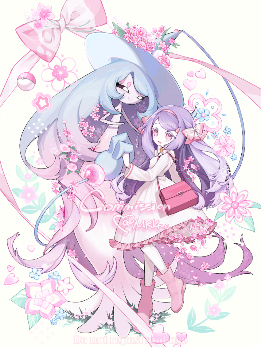 2girls, absurdly_long_hair, adversarial_noise, artist_name, bag, black_sclera, blue_flower, blue_hair