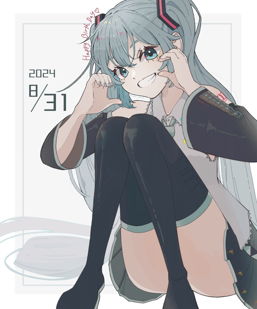1girl, absurdres, aqua_eyes, aqua_hair, bare_shoulders, blush, breasts, detached_sleeves