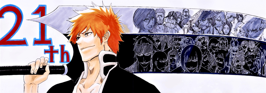 >:), 6+boys, 6+girls, abarai_renji, alpen_no_koyari, anniversary, ayasegawa_yumichika, black_kimono