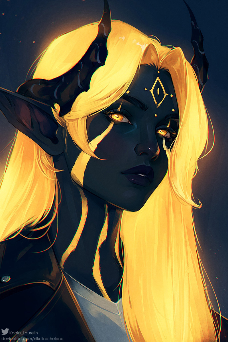 1girl, black_jacket, black_skin, blonde_hair, close-up, colored_skin, facepaint, highres