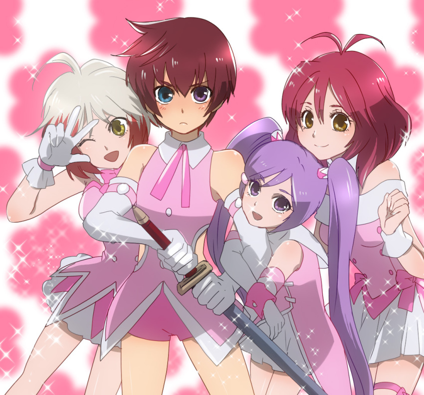 akizuki_ryou, akizuki_ryou_(cosplay), asbel_lhant, bare_shoulders, bike_shorts, blue_eyes, blush, bow