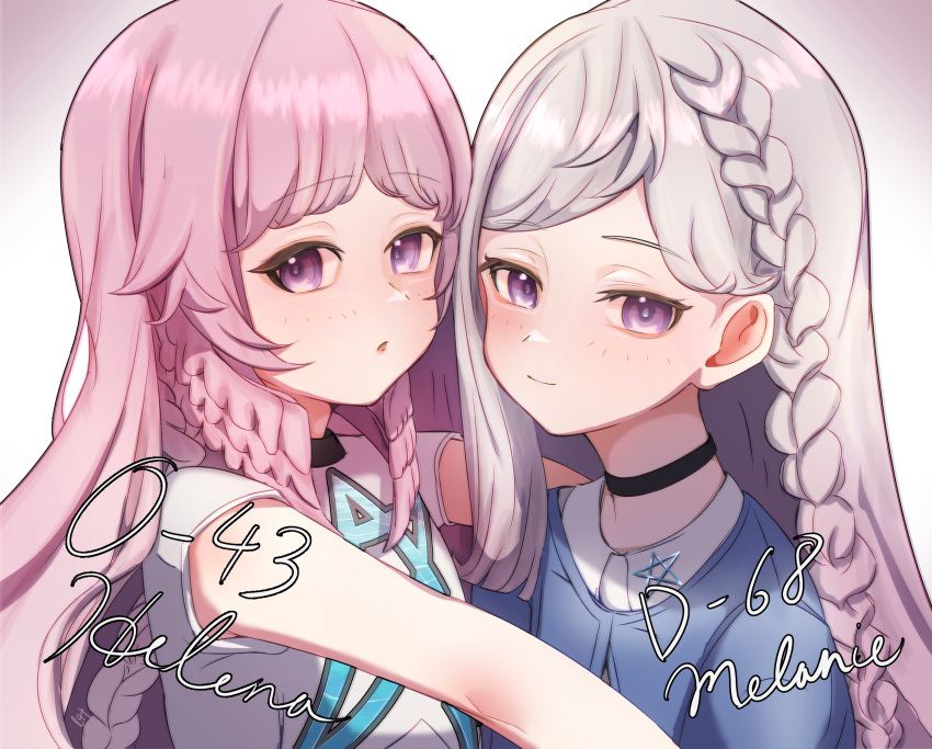2girls, absurdres, black_choker, braid, character_name, choker, commentary_request, girls'_frontline_2:_exilium