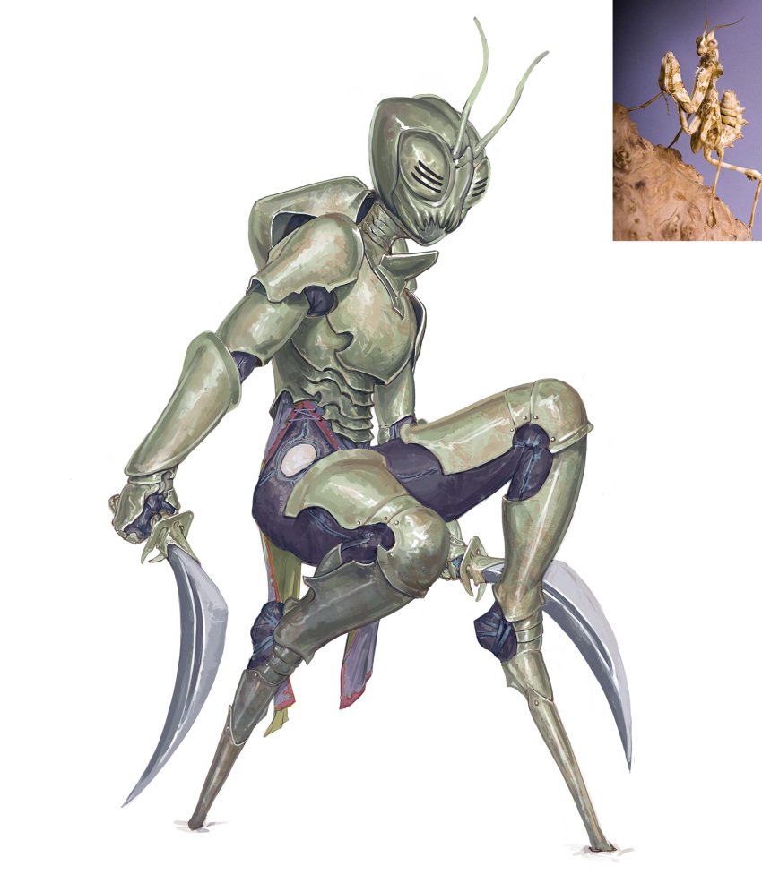 1girl, antennae, armor, arthropod_girl, breastplate, commentary, creature_and_personification, dagger