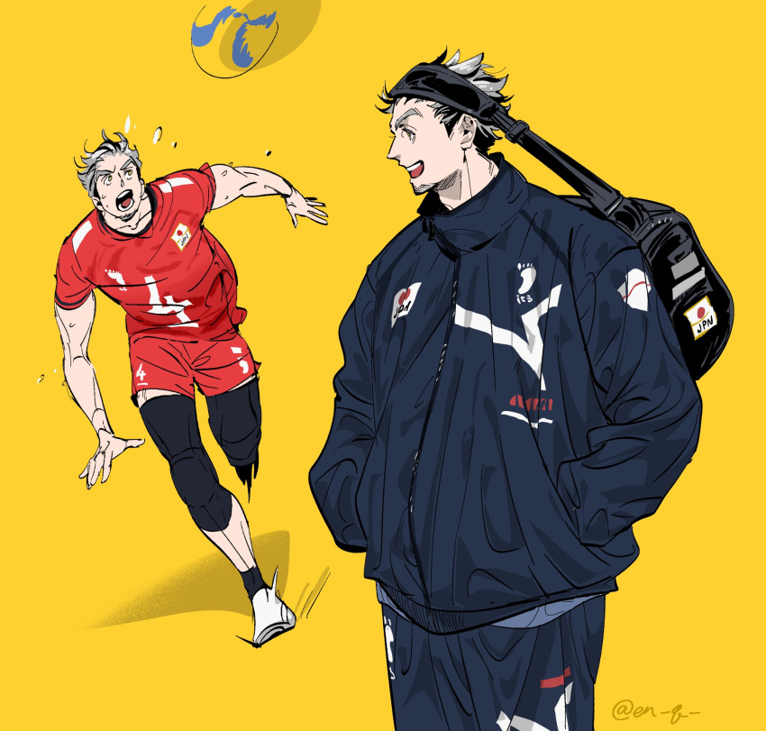 1boy, aged_up, bag, ball, black_bag, black_hair, bokuto_koutarou, collarbone