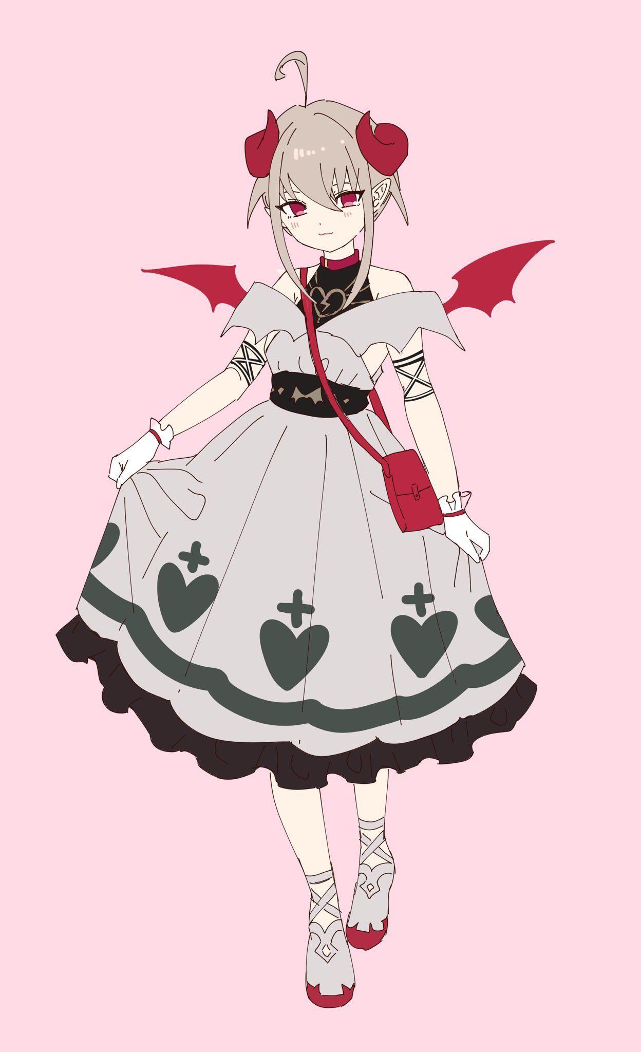 1girl, ahoge, ankle_lace-up, bag, bangle, bare_shoulders, belt, belt_collar