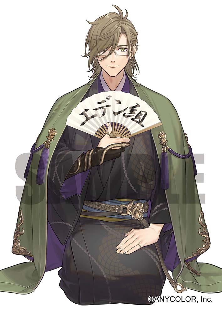 1boy, antenna_hair, belt, belt_buckle, black_gloves, black_kimono, blue_sash, brown_belt
