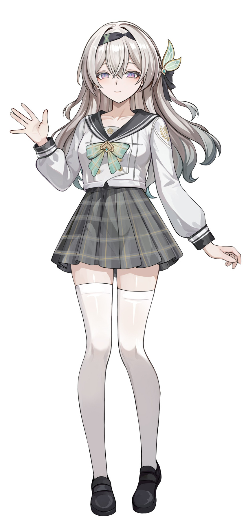 1girl, absurdres, aqua_hair, closed_mouth, firefly_(honkai:_star_rail), firefly_(spring_missive)_(honkai:_star_rail), full_body, gradient_hair