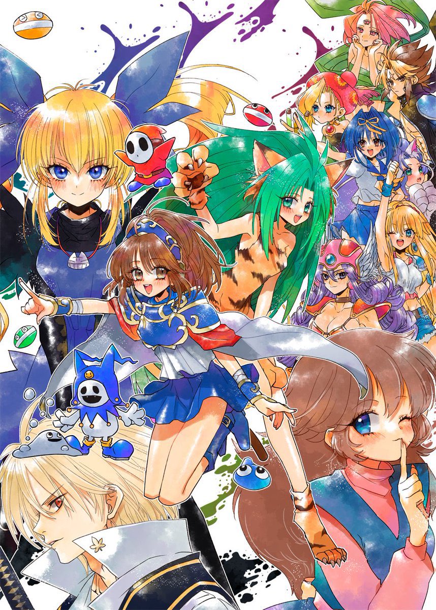 2boys, 4tr33, arle_nadja, armor, asuka_120_percent, blonde_hair, blue_eyes, brown_eyes