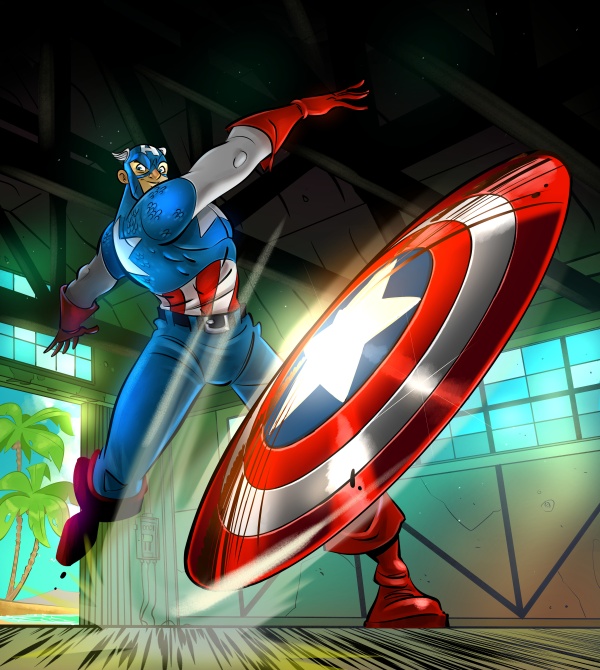 1boy, avengers_(series), belt, blue_bodysuit, blue_eyes, bodysuit, captain_america, captain_america_(series)