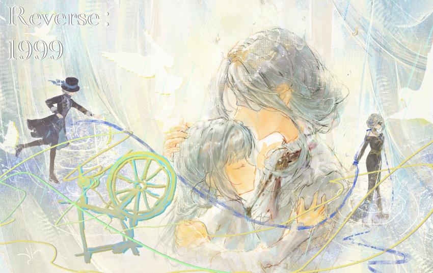 absurdres, aged_down, ascot, black_boots, black_coat, black_dress, black_hat, black_pants