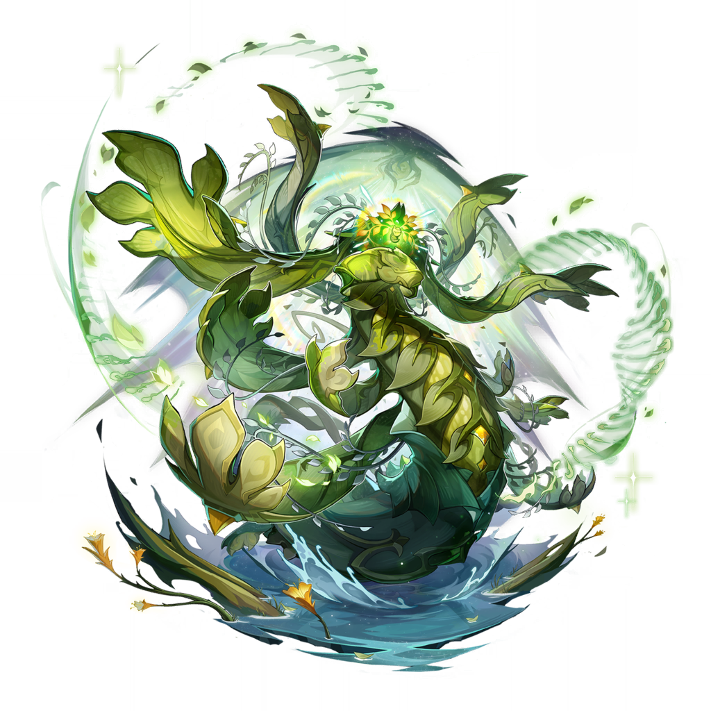 artist_request, creature, creature_focus, flower, genshin_impact, guardian_of_apep's_oasis_(genshin_impact), leaf, leaf_on_liquid