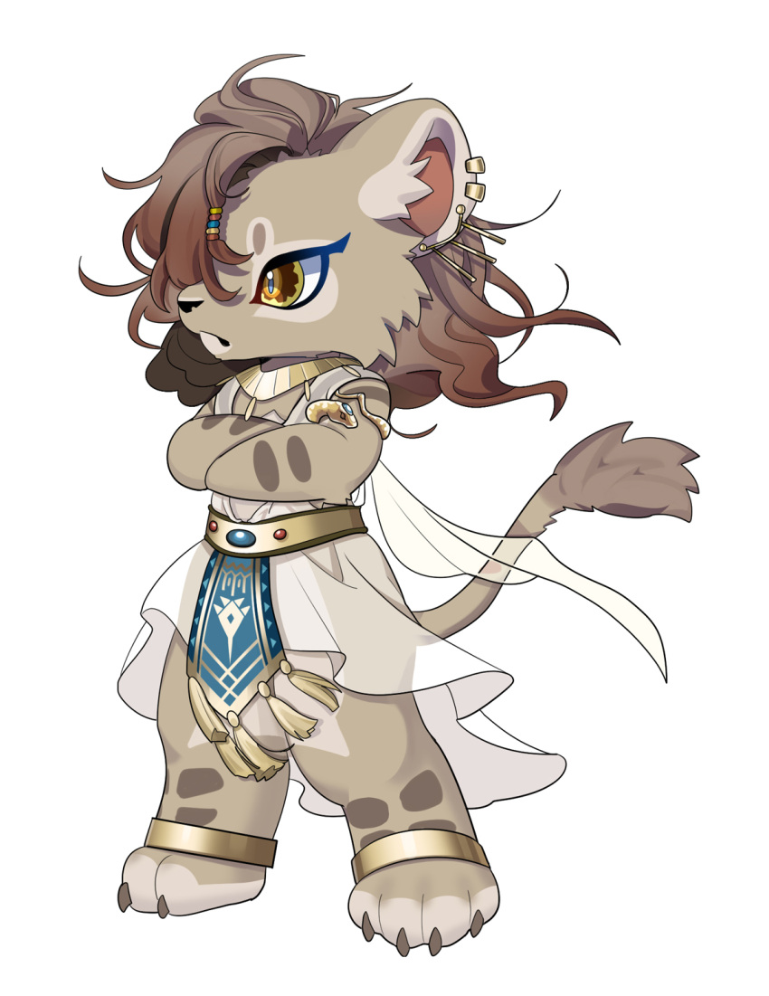1boy, ancient_egyptian, ancient_egyptian_clothes, androgynous, animal_ears, animal_feet, animal_hands, august_(fluffy_land)