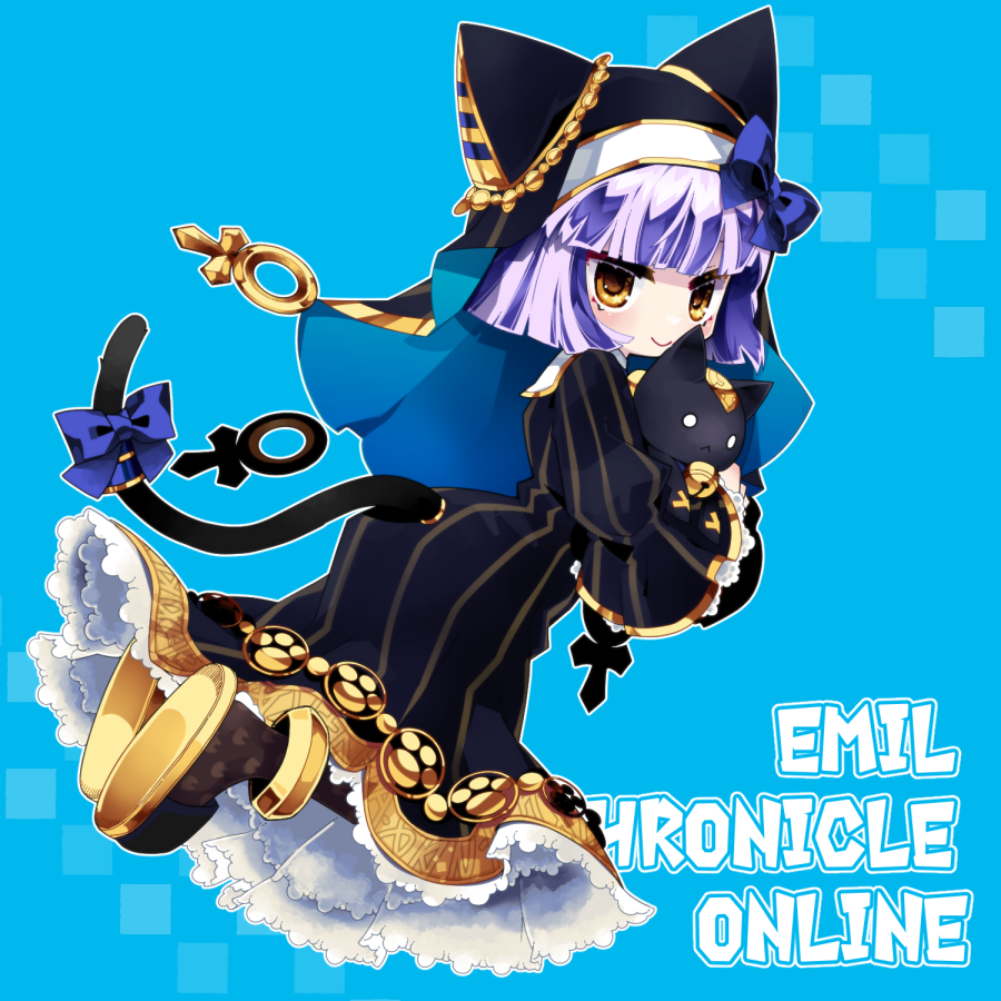 1girl, animal_ear_hood, ankh, bastet_lore, black_dress, black_hood, blue_hair, blue_ribbon