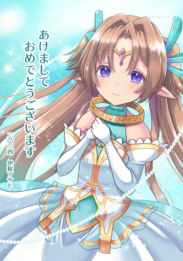 1girl, artist_name, bare_shoulders, blue_eyes, brown_hair, ciel0420, dated, dress