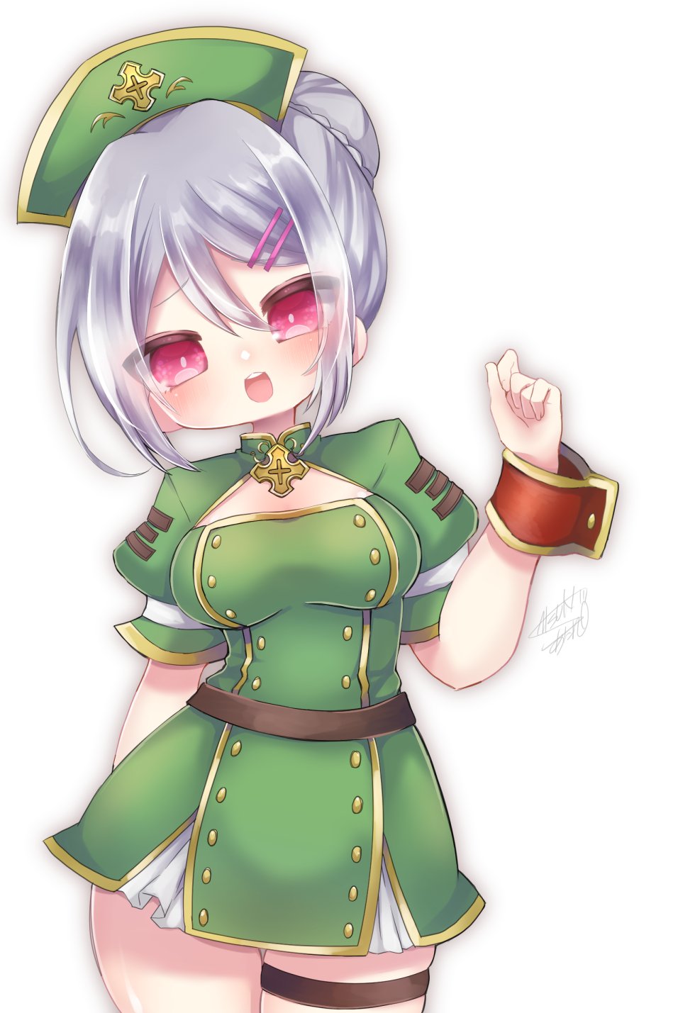 1girl, belt, bracelet, breasts, commentary_request, dress, emil_chronicle_online, ghost_alma