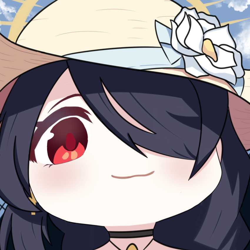 1girl, absurdres, black_choker, black_hair, blue_archive, chibi, choker, commentary_request