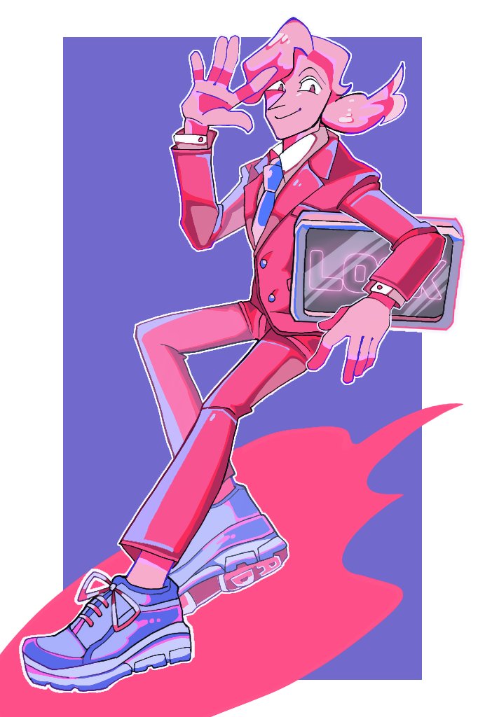 addison_(deltarune), colored_skin, deltarune, jacket, male_focus, necktie, pants, pink_addison_(deltarune)