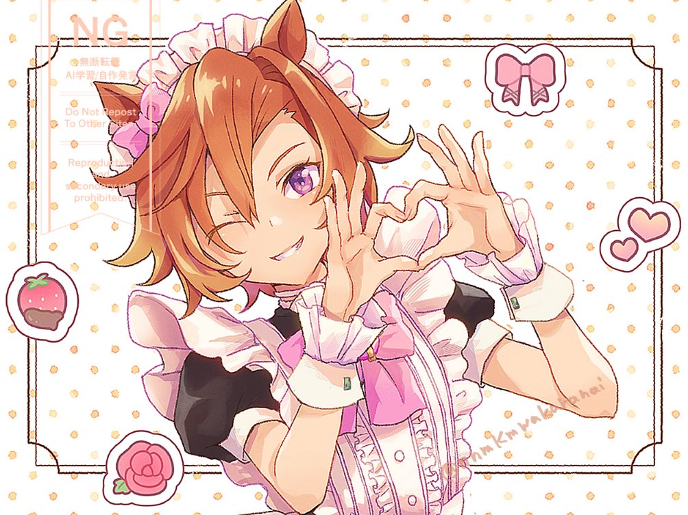 1girl, alternate_costume, animal_ears, apron, black_dress, bow, bowtie, center_frills