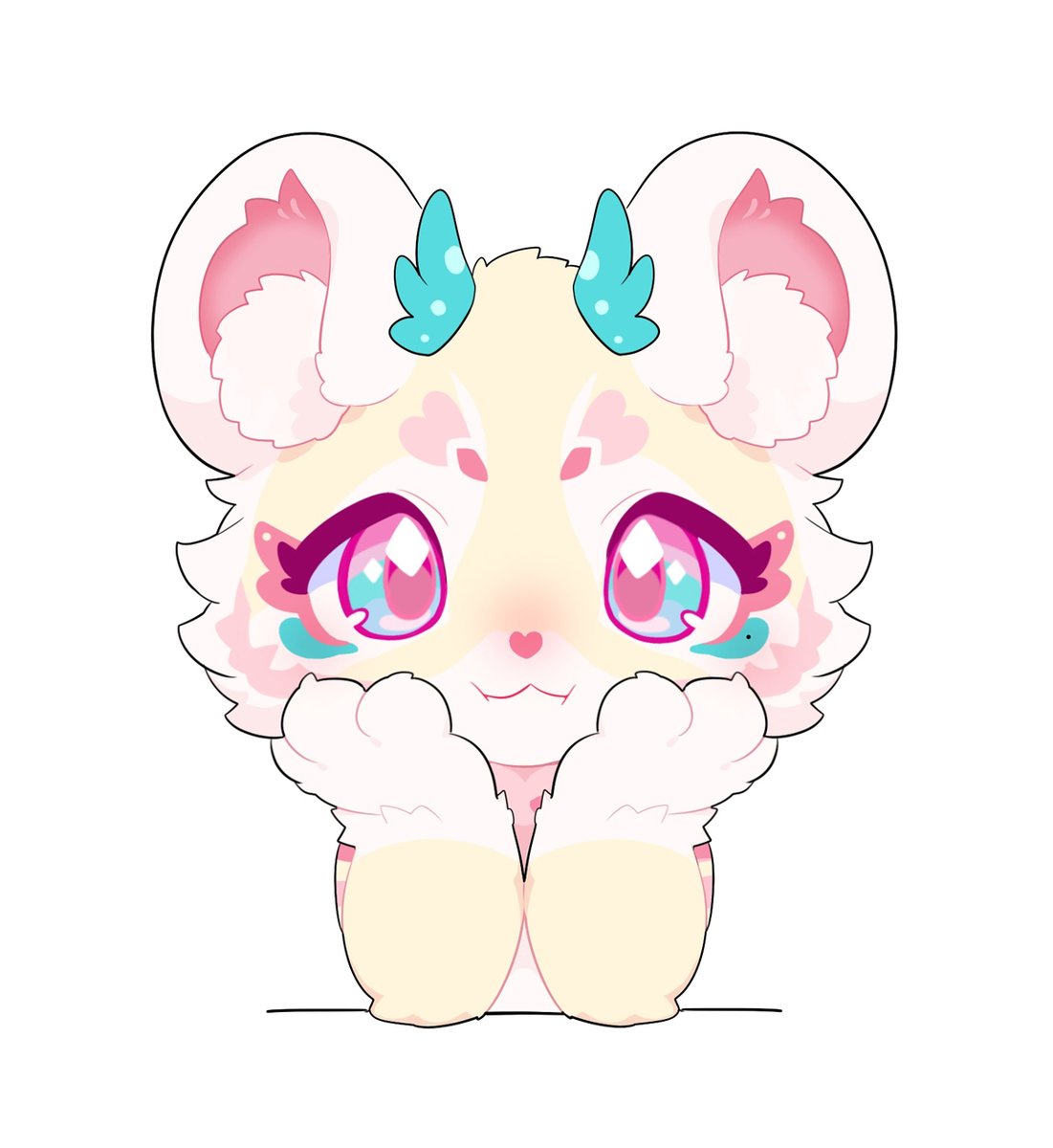 1boy, androgynous, animal_ears, animal_hands, bay_(fluffy_land), chibi, chibi_only, chibikemo
