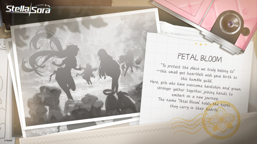 4girls, boots, camera, character_request, commentary, copyright_name, copyright_notice, english_commentary