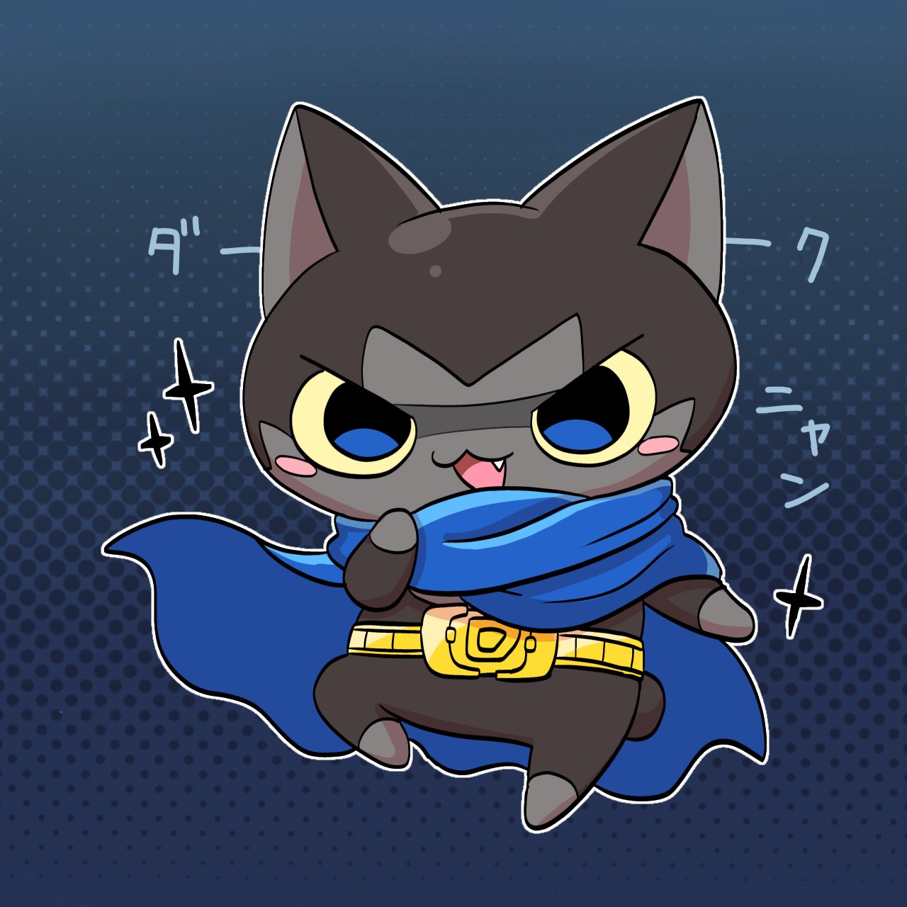 belt, black_fur, blue_cape, blush_stickers, cape, darknyan, gold_belt, highres
