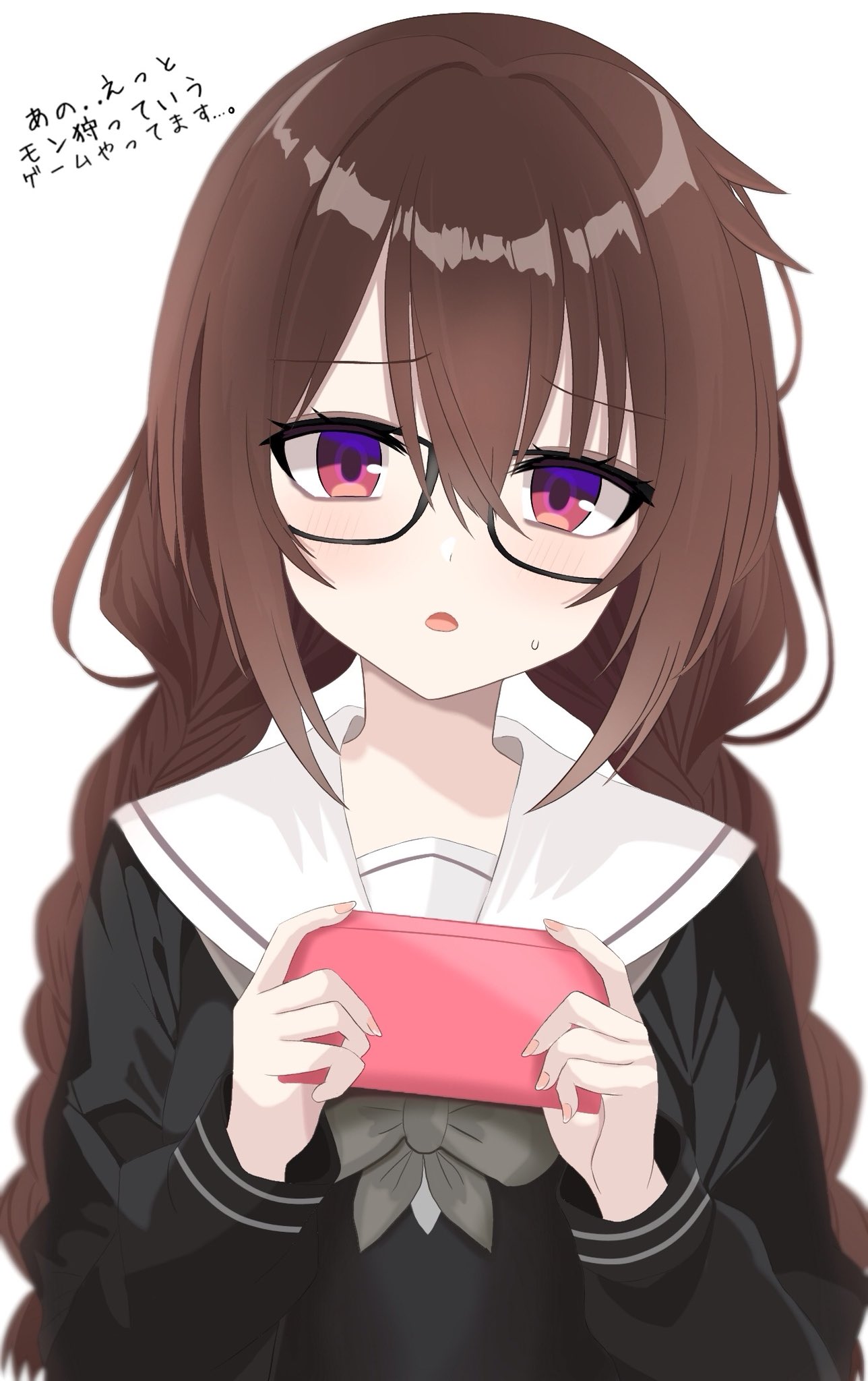 1girl, aged_down, black_shirt, blurry, blush, bow, bowtie, braid