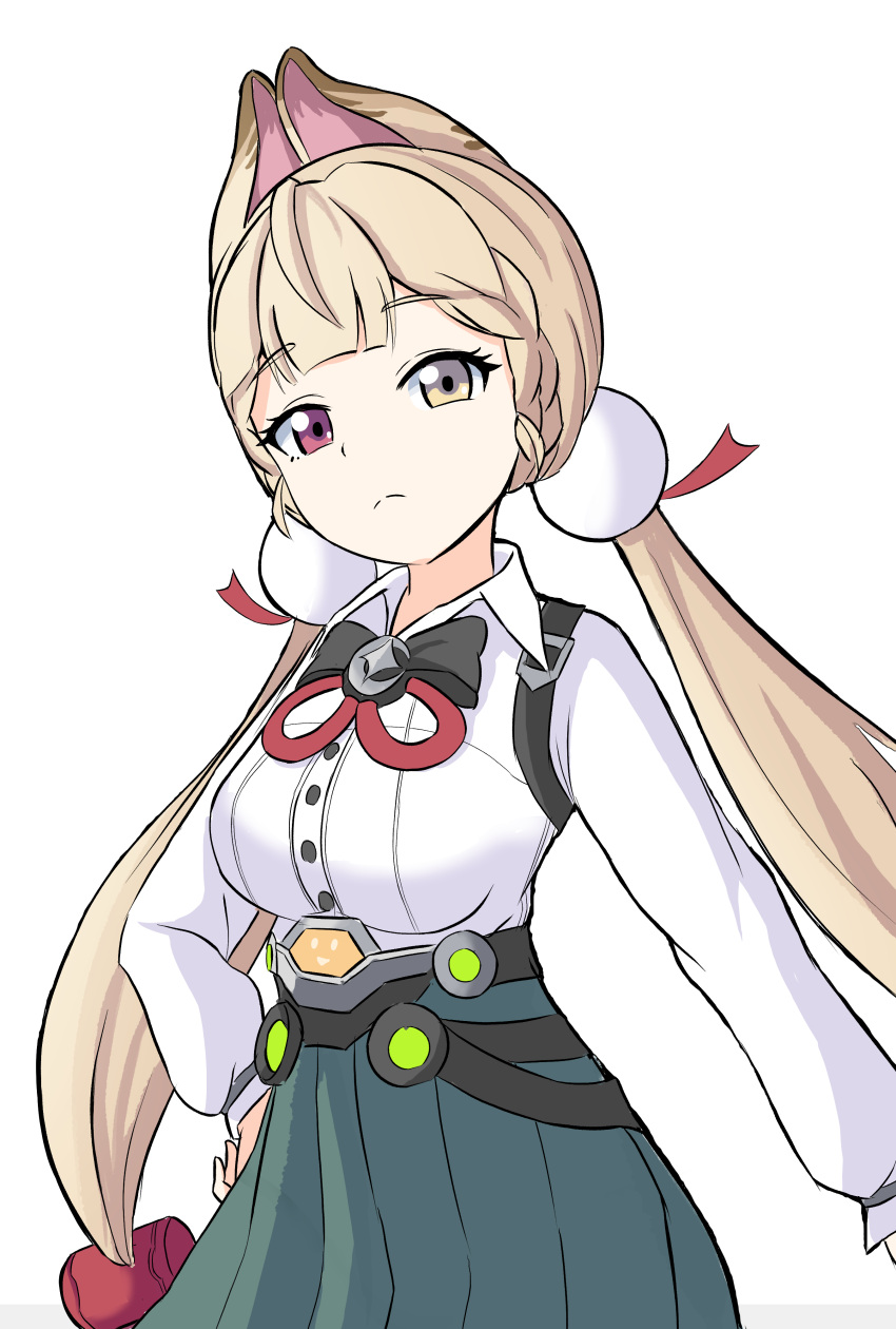 1girl, absurdres, alice_thymefield, animal_ears, blonde_hair, braid, breasts, edo-sensei
