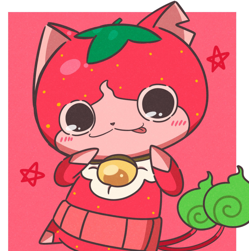 blush, cat, colored_skin, fire, flame-tipped_tail, full_body, green_fire, haramaki