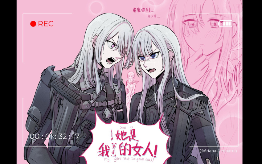 3girls, ak-12_(girls'_frontline), ak-12_(mod3)_(girls'_frontline), ak-15_(girls'_frontline), ak-15_(mod3)_(girls'_frontline), arianaleonardo, battery_indicator, camera