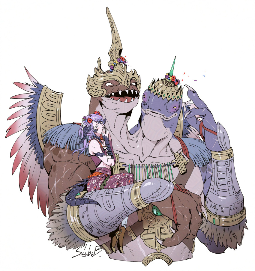 1boy, 1girl, ^_^, absurdres, affectionate, au_ra, blank_eyes, closed_eyes