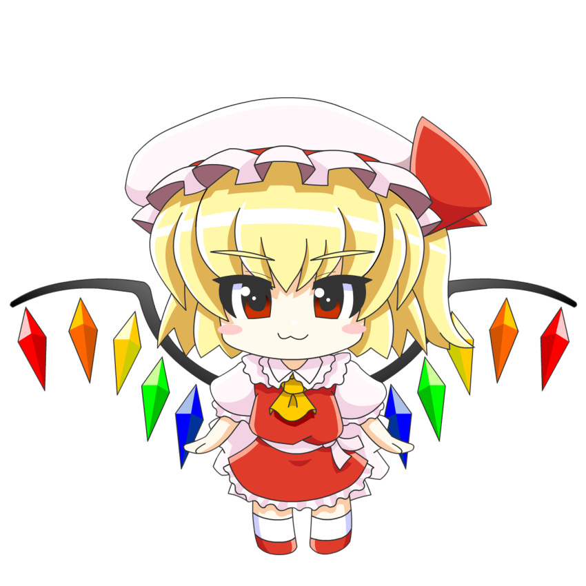 >:3, :3, ascot, blonde_hair, blush, blush_stickers, chibi, flandre_scarlet