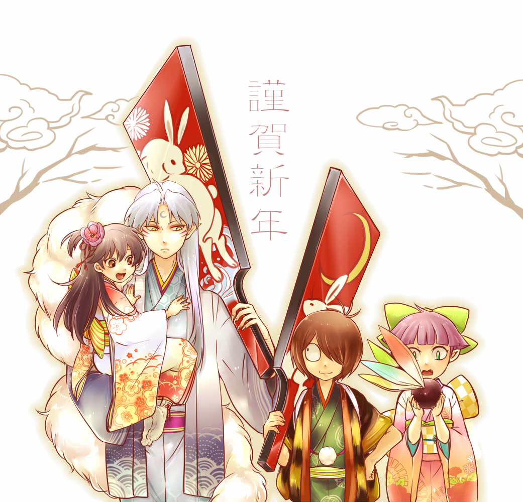 2girls, ahoge, black_hair, bow, brown_eyes, brown_hair, bunny, character_request