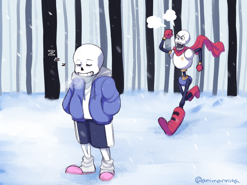 2023, 2boys, 2d, animannita, armor, artist_name, black_shorts, blue_jacket
