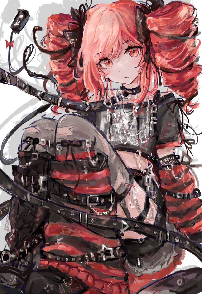 1girl, absurdres, akari_(akariimia), arm_warmers, black_bow, black_leg_warmers, black_shirt, black_shoes