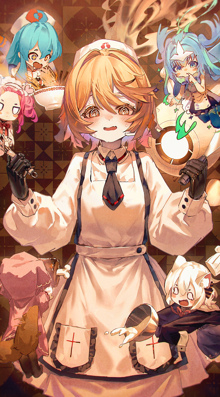 +_+, 5girls, @_@, absurdres, amehare_hau, animal_ear_fluff, animal_ears, ap04astral