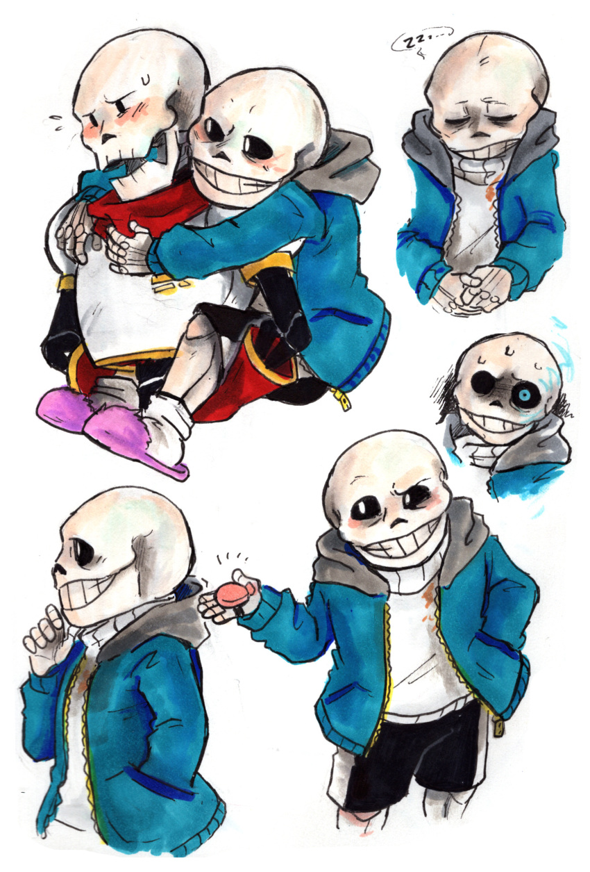 2020, 2boys, 2d, armor, black_shorts, blue_jacket, brothers, cape