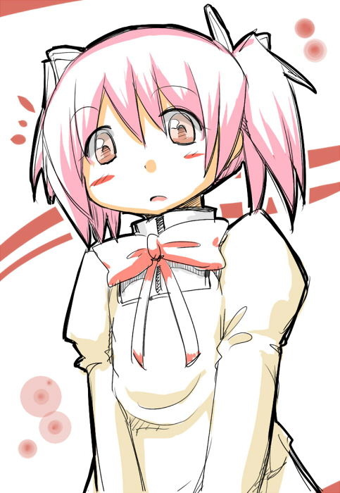 blush, bow, face, hair_bow, kaname_madoka, mahou_shoujo_madoka_magica, pink_eyes, pink_hair