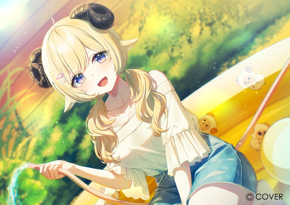 1girl, :d, ahoge, alternate_costume, animal_ears, ball, barefoot, beachball