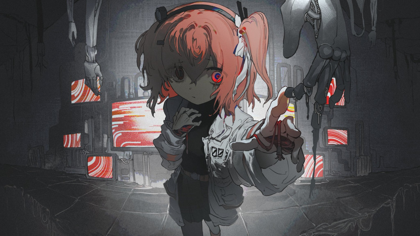 1girl, a.i._voice, adachi_rei, android, belt, black_eyes, black_pantyhose, black_shirt