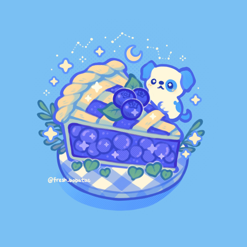 +_+, animal, artist_name, blue_background, blue_fur, blue_theme, blueberry, blueberry_pie