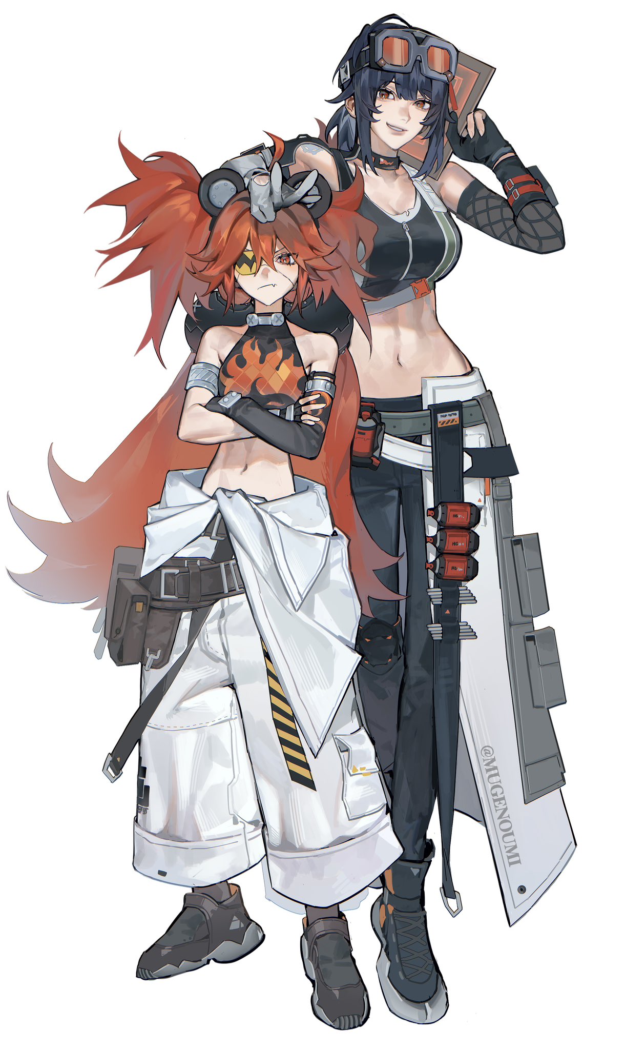 2girls, ahoge, animal_ear_hairband, animal_ears, armlet, bare_shoulders, bear_ear_hairband, bear_ears