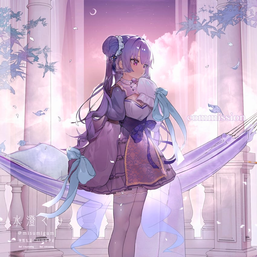1girl, artist_name, blue_bow, bow, breasts, cleavage, cleavage_cutout, clothing_cutout