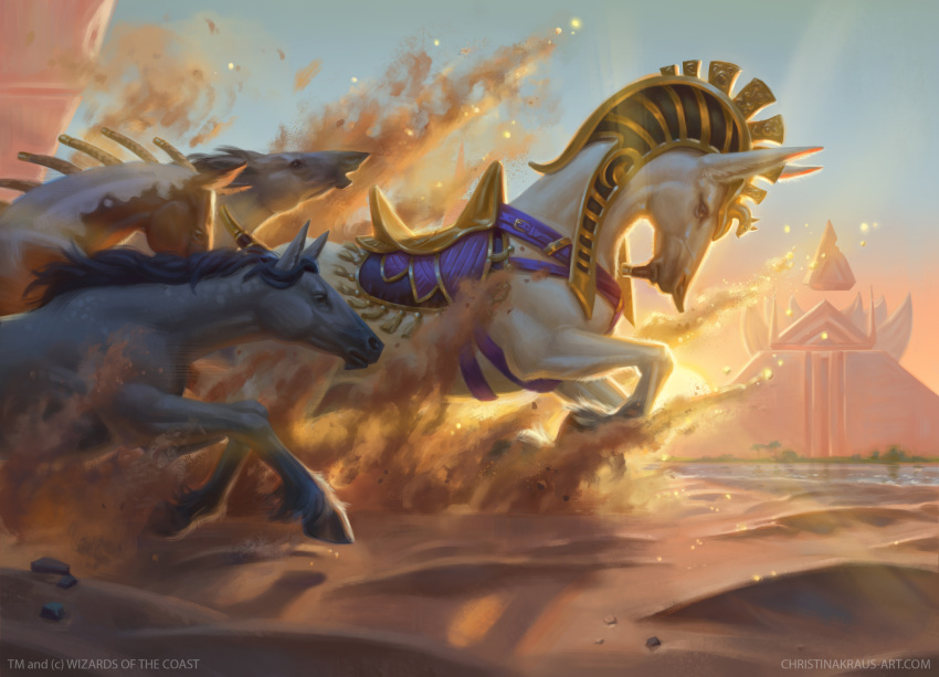 blue_sky, day, desert, ebenherzart, english_text, fantasy, from_side, highres