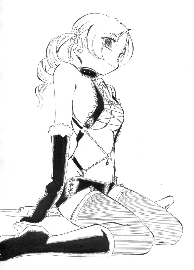 drill_hair, jason_(kaiten_kussaku_kikou), jiei_son, mahou_shoujo_madoka_magica, short_hair, solo, thighhighs, tomoe_mami