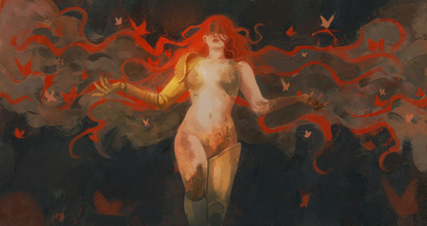 1girl, amputee, blind, brianne_neumann_(ghostbri), bug, butterfly, elden_ring, hair_over_eyes