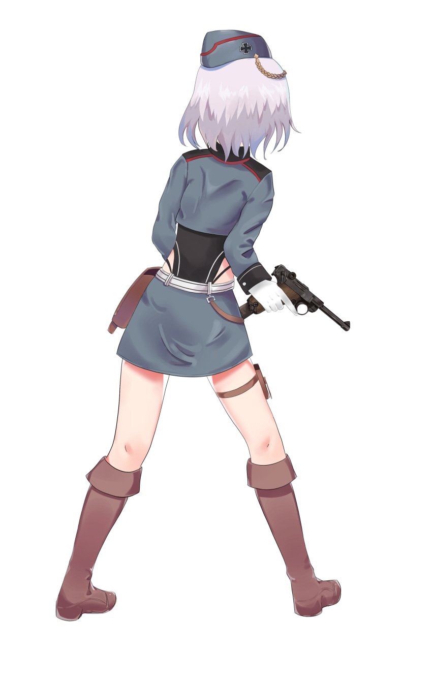 1girl, absurdres, boots, brown_eyes, commission, commissioner_upload, full_body, girls_frontline