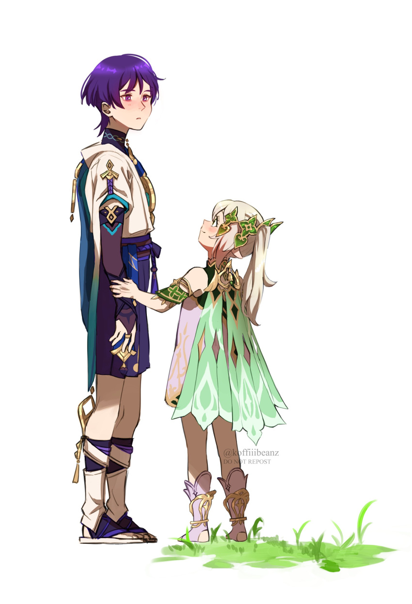 1boy, 1girl, absurdres, anklet, arm_at_side, armlet, armor, bell