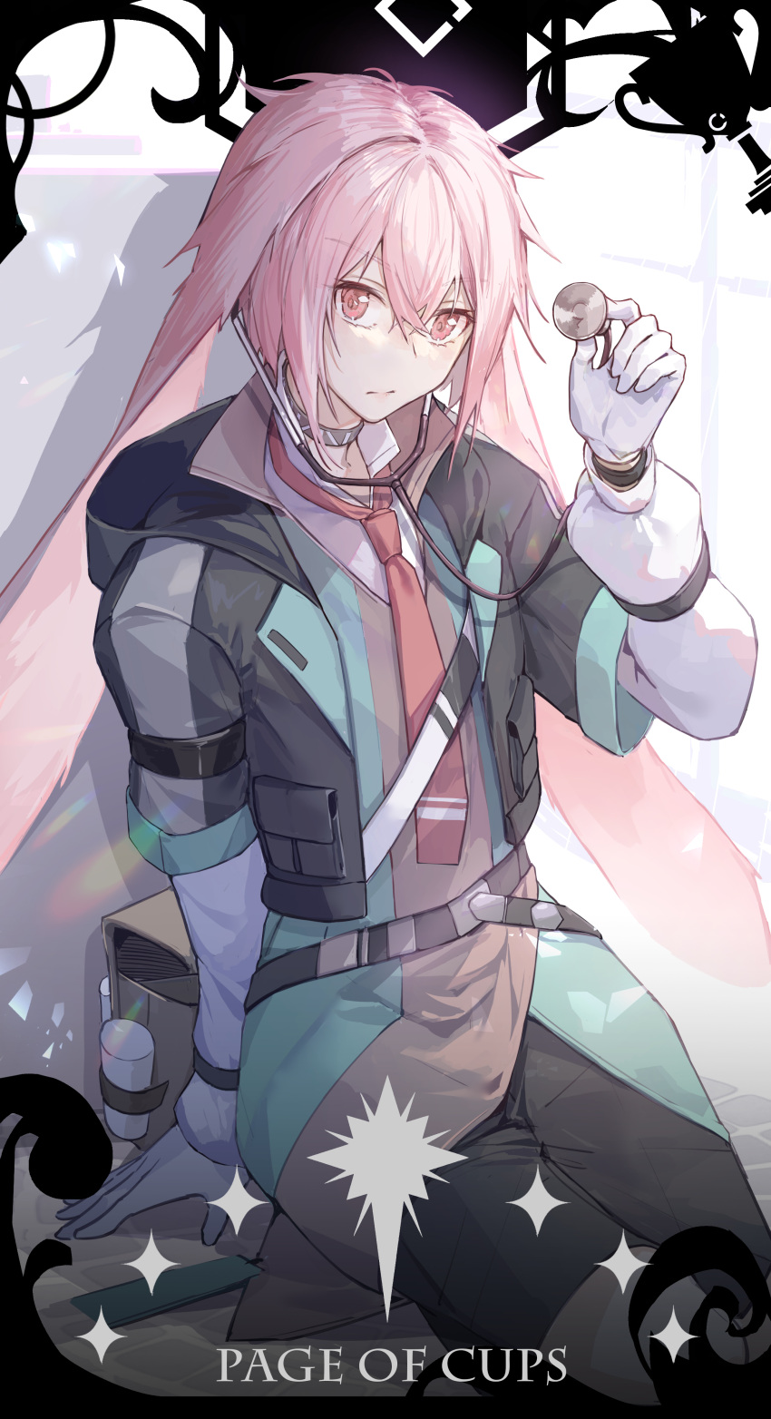 1boy, absurdres, androgynous, animal_ears, ansel_(arknights), arknights, arm_support, backpack