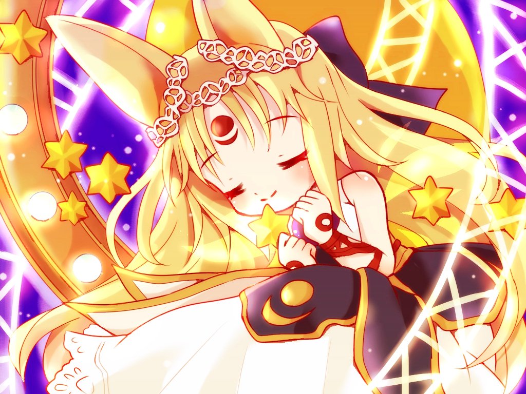 1girl, animal_ears, bare_shoulders, black_ribbon, closed_eyes, dress, emil_chronicle_online, hair_ornament